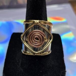 Brass &‎ Copper Cuff Ring Spiral Design Item# 0066